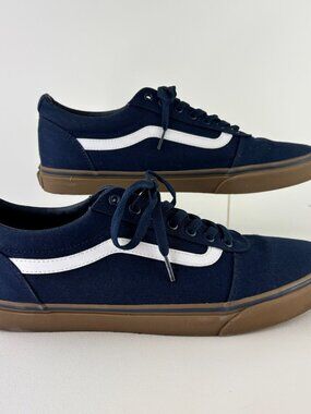 Vans Mens Sz 13 Ward Navy Blue Suede Gum Canvas Skate Shoes Sneakers 500714